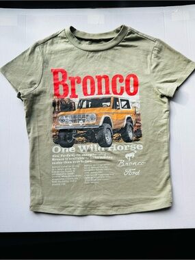 Ford Baby Tee Olive Green Bronco Logo Truck Graphic Y2K Fitted T-Shirt XXS